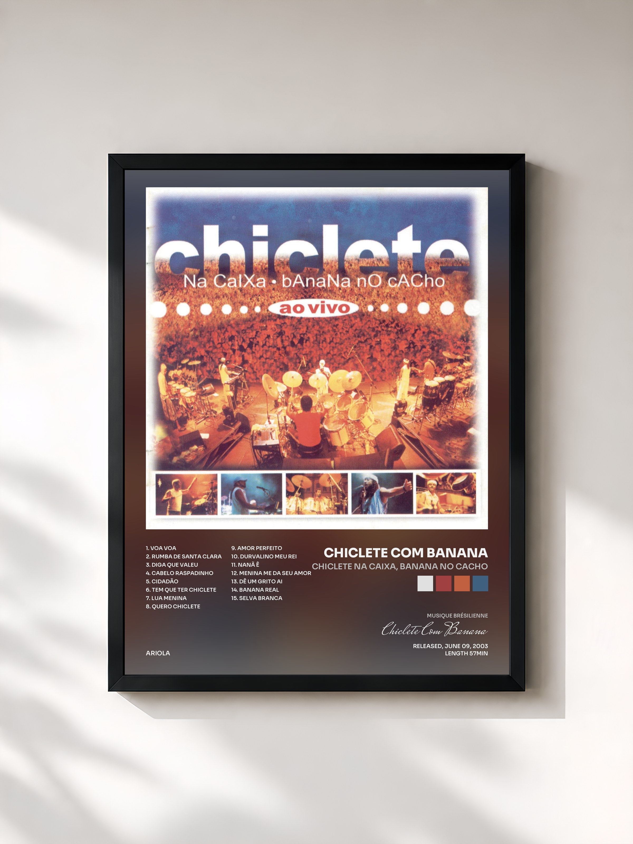 #noir Tableau de l'album Chiclete Na Caixa, Banana No Cacho de Chiclete Com Banana, cadre noir, imprimé et encadré en France