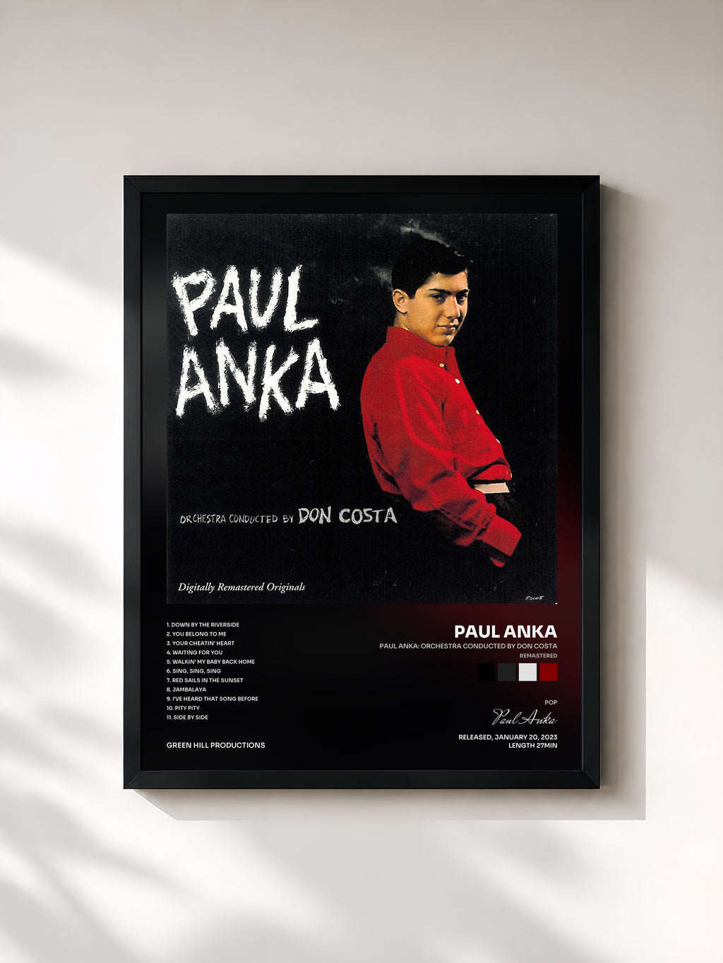 #noir Tableau de l'album Paul Anka: Orchestra Conducted by Don Costa (Remastered) de Paul Anka, cadre noir, imprimé et encadré en France