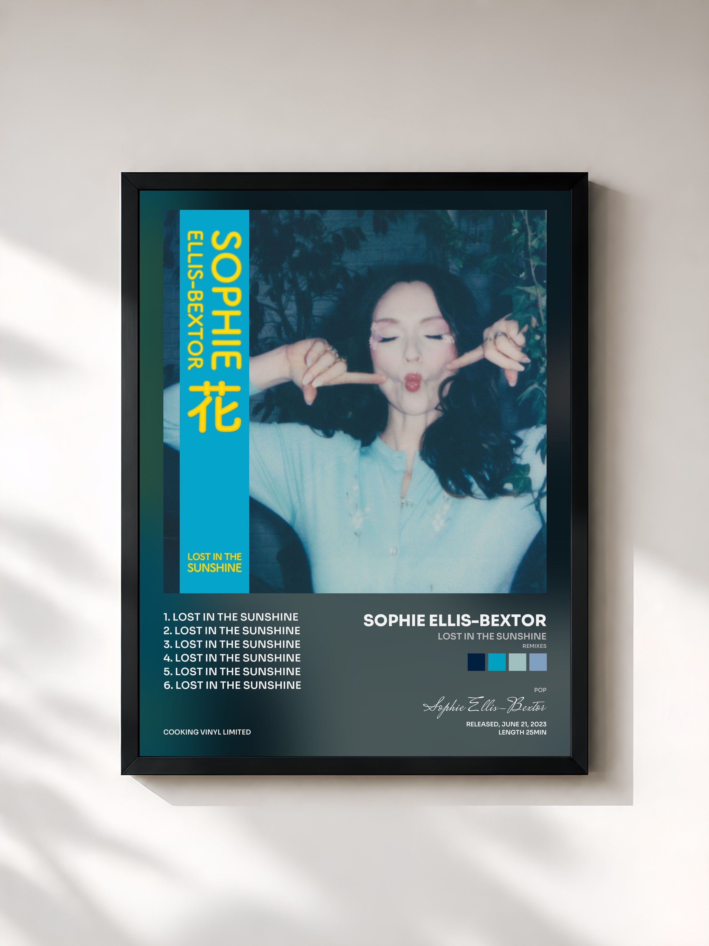 #noir Tableau de l'album Lost in the Sunshine (Remixes) de Sophie Ellis-Bextor, cadre noir, imprimé et encadré en France