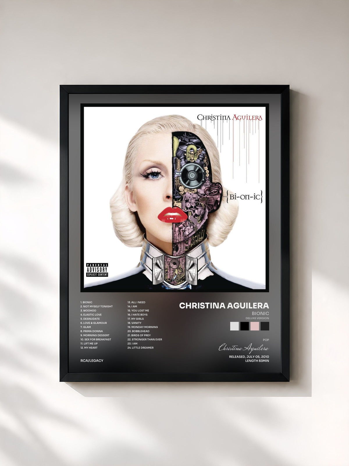 #noir Tableau de l'album Bionic (Deluxe Version) de Christina Aguilera, cadre noir, imprimé et encadré en France