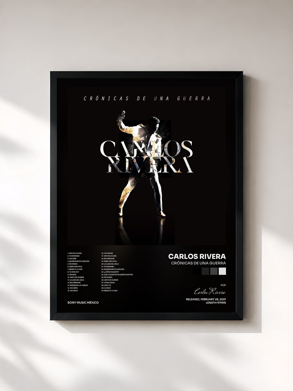 #noir Tableau de l'album Crónicas de una Guerra de Carlos Rivera, cadre noir, imprimé et encadré en France