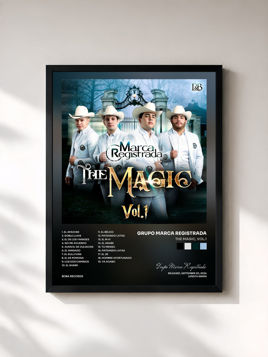 #noir Tableau de l'album The Magic, Vol.1 de Grupo Marca Registrada, cadre noir, imprimé et encadré en France