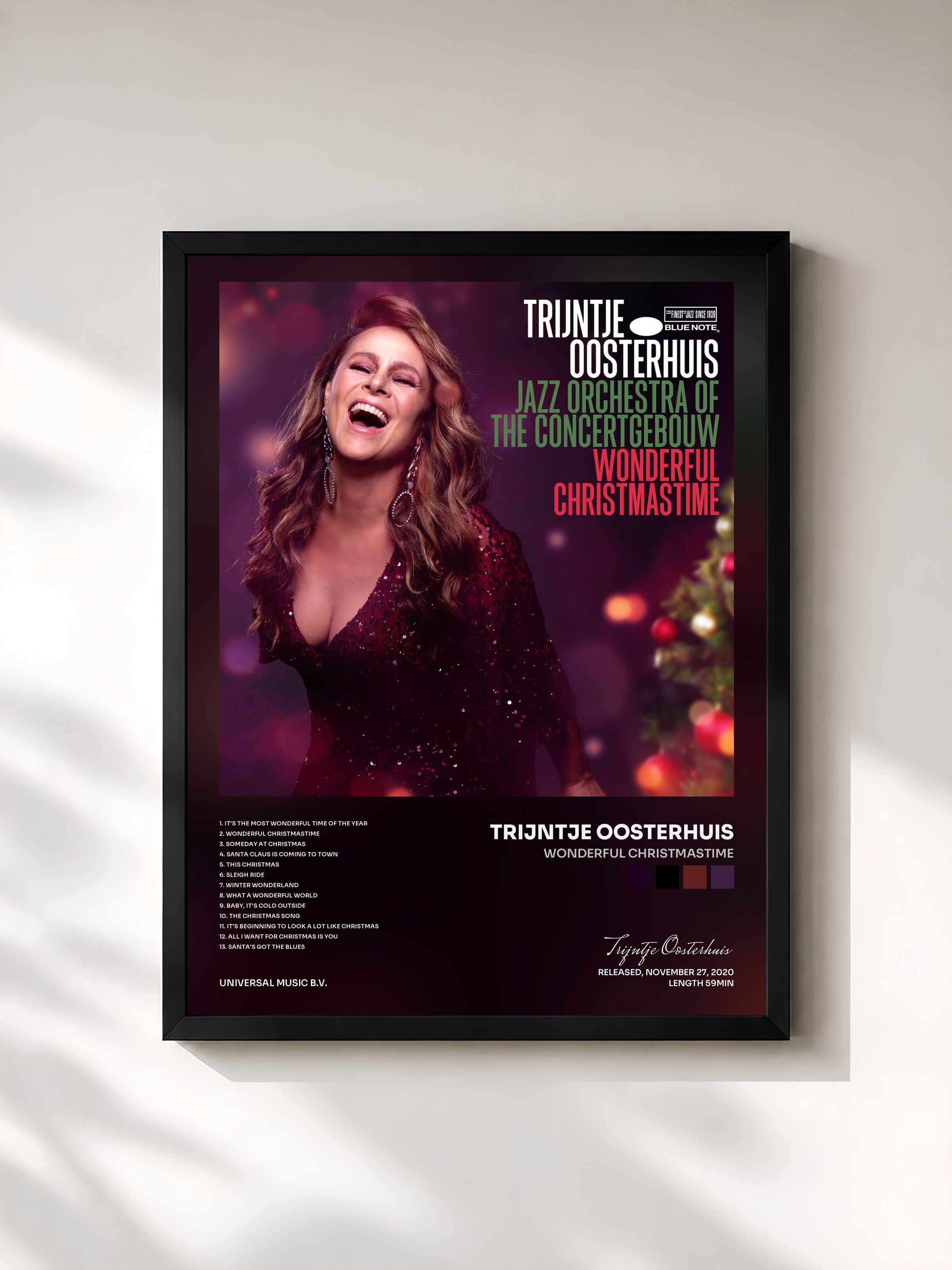 #noir Tableau de l'album Wonderful Christmastime de Trijntje Oosterhuis, cadre noir, imprimé et encadré en France