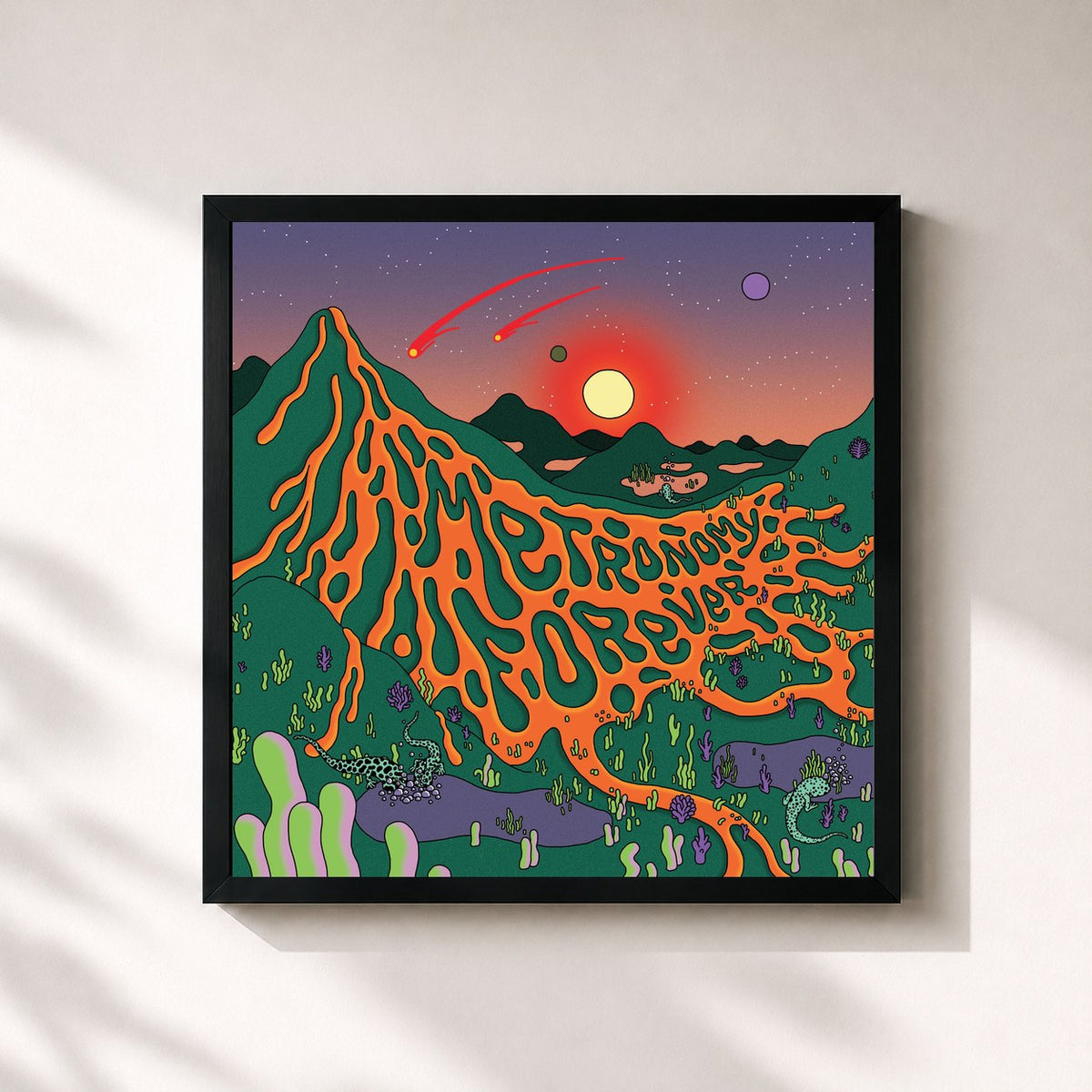 #noir Tableau carré de l'album Metronomy Forever de Metronomy, cadre noir 32x32 cm