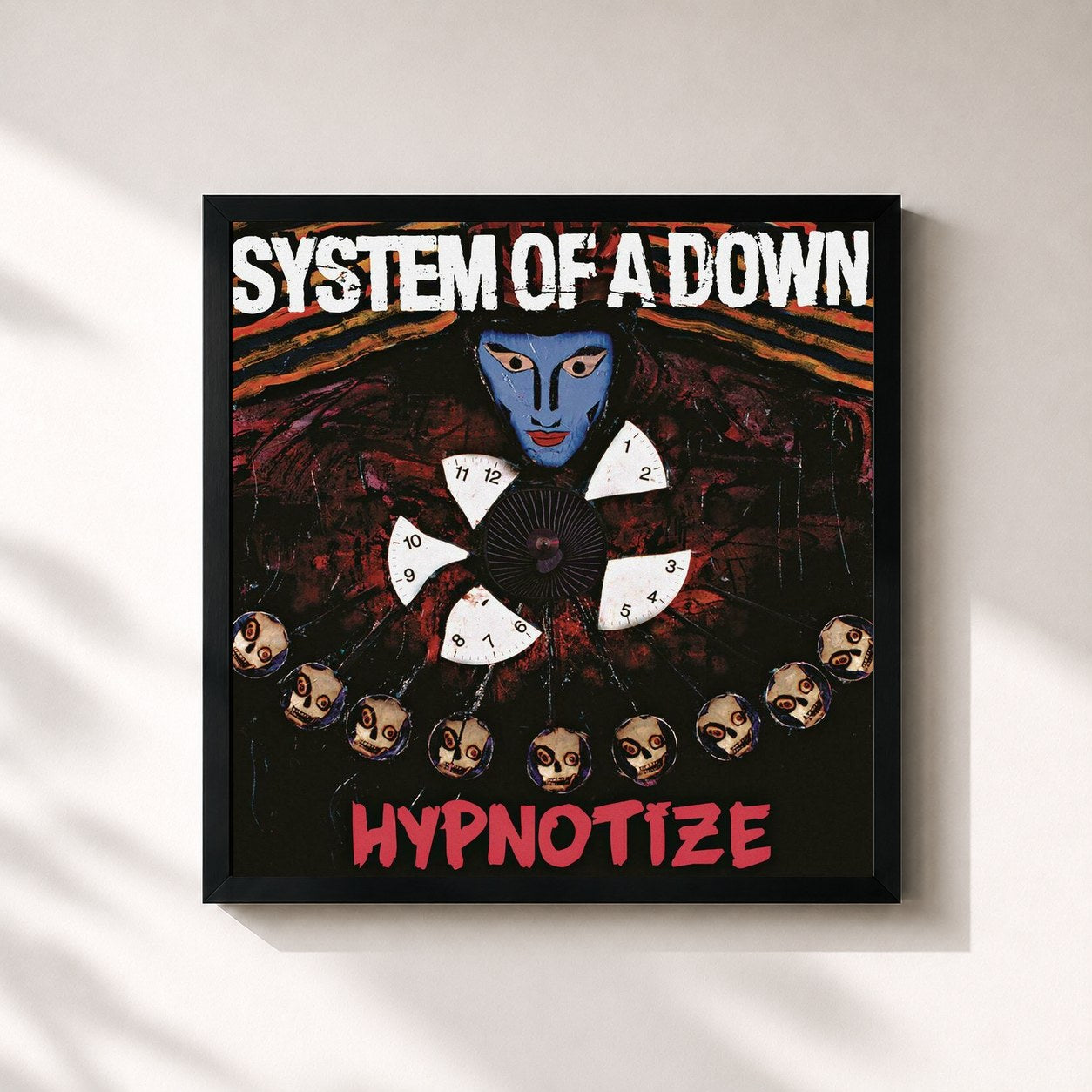 #noir Tableau carré de l'album Hypnotize de System of a Down, cadre noir 32x32 cm