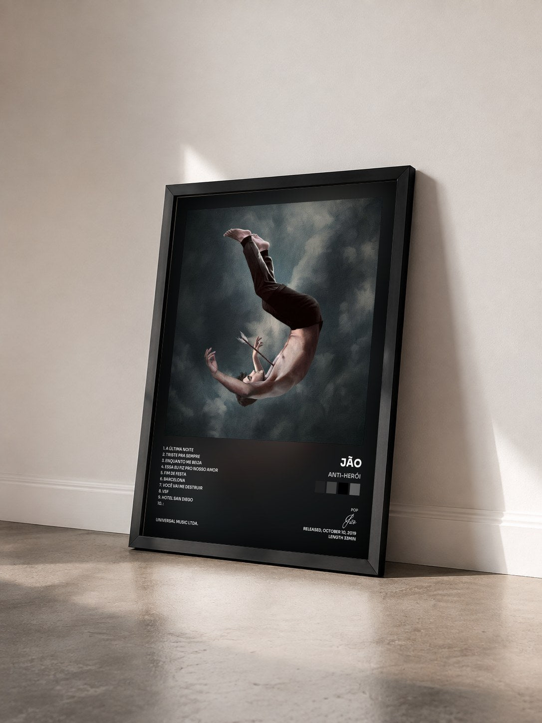 #noir ANTI-HERÓI by Jão as a framed art print seen at an angle, black frame