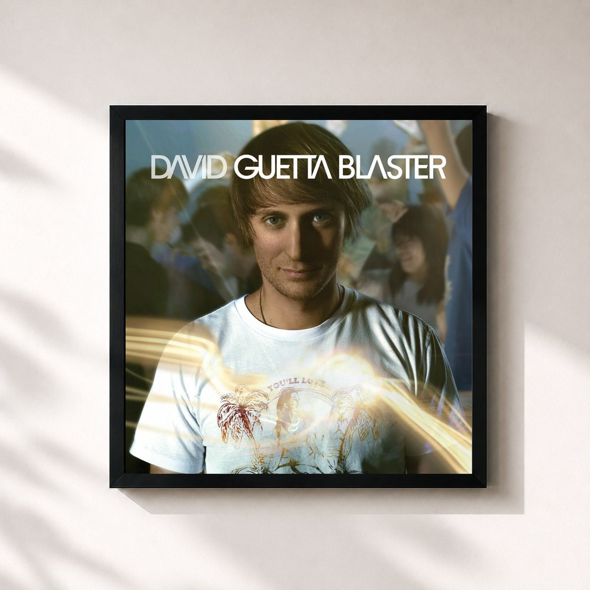 #noir Tableau carré de l'album Guetta Blaster de David Guetta, cadre noir 32x32 cm