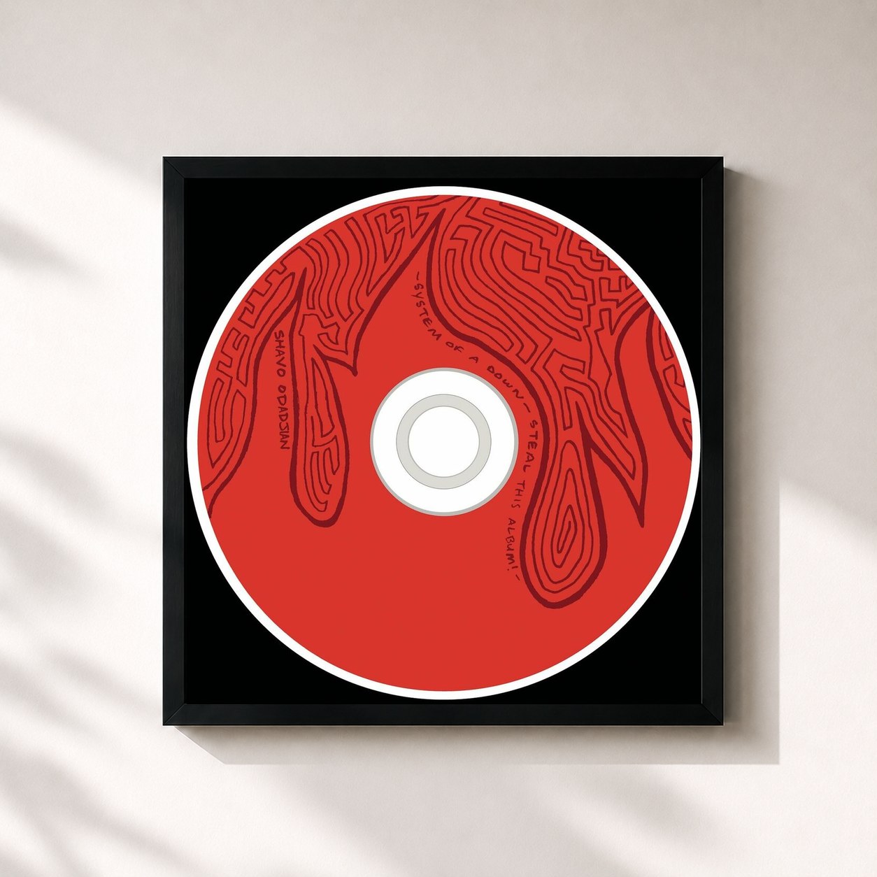 #noir Steal This Album! de System of a Down en lámina cuadrada enmarcada, marco negro de 32x32 cm