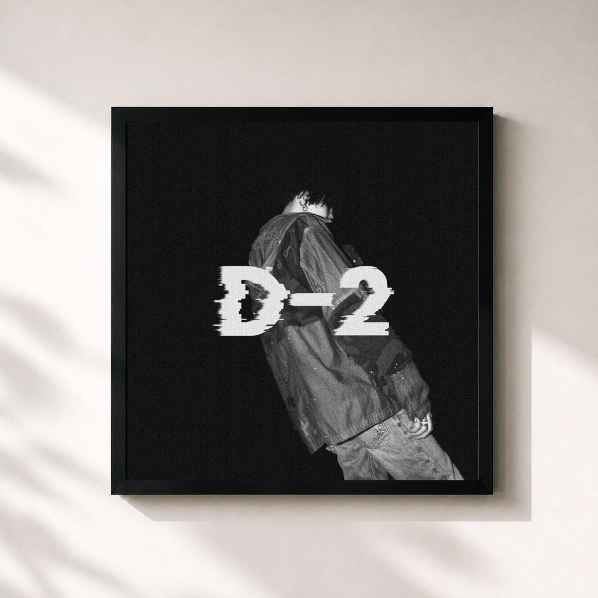 #noir Tableau carré de l'album D-2 de Agust D, cadre noir 32x32 cm