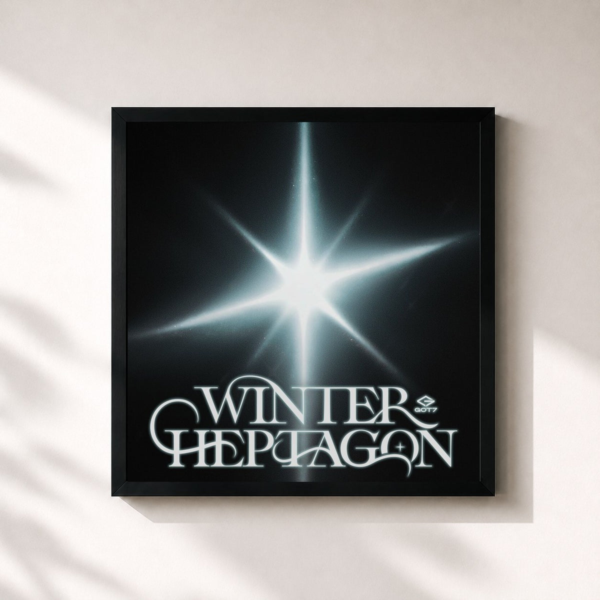 #noir Tableau carré de l'album WINTER HEPTAGON de GOT7, cadre noir 32x32 cm