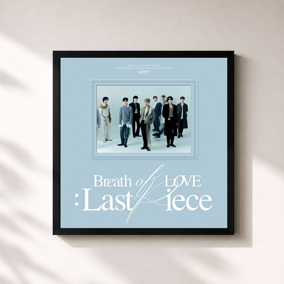 #noir Tableau carré de l'album Breath of Love: Last Piece de GOT7, cadre noir 32x32 cm