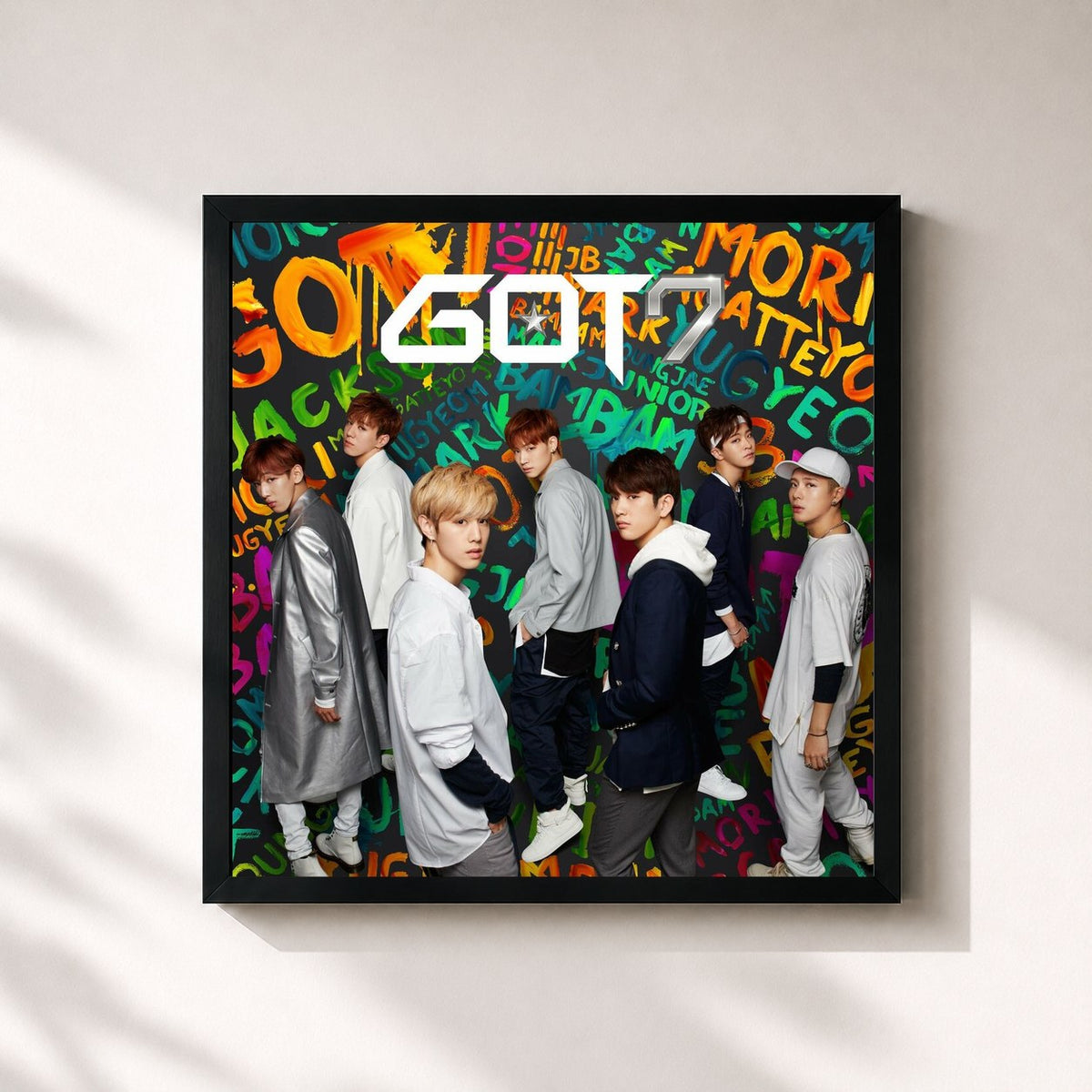 #noir Tableau carré de l'album Moriagatteyo (Shokaiseisanban B) de GOT7, cadre noir 32x32 cm
