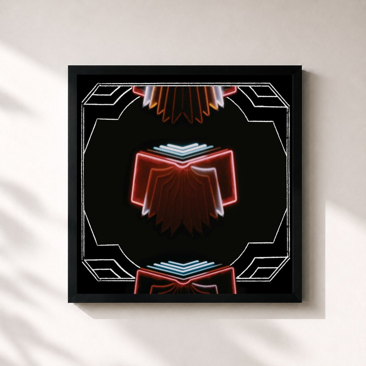 #noir Tableau carré de l'album Neon Bible de Arcade Fire, cadre noir 32x32 cm