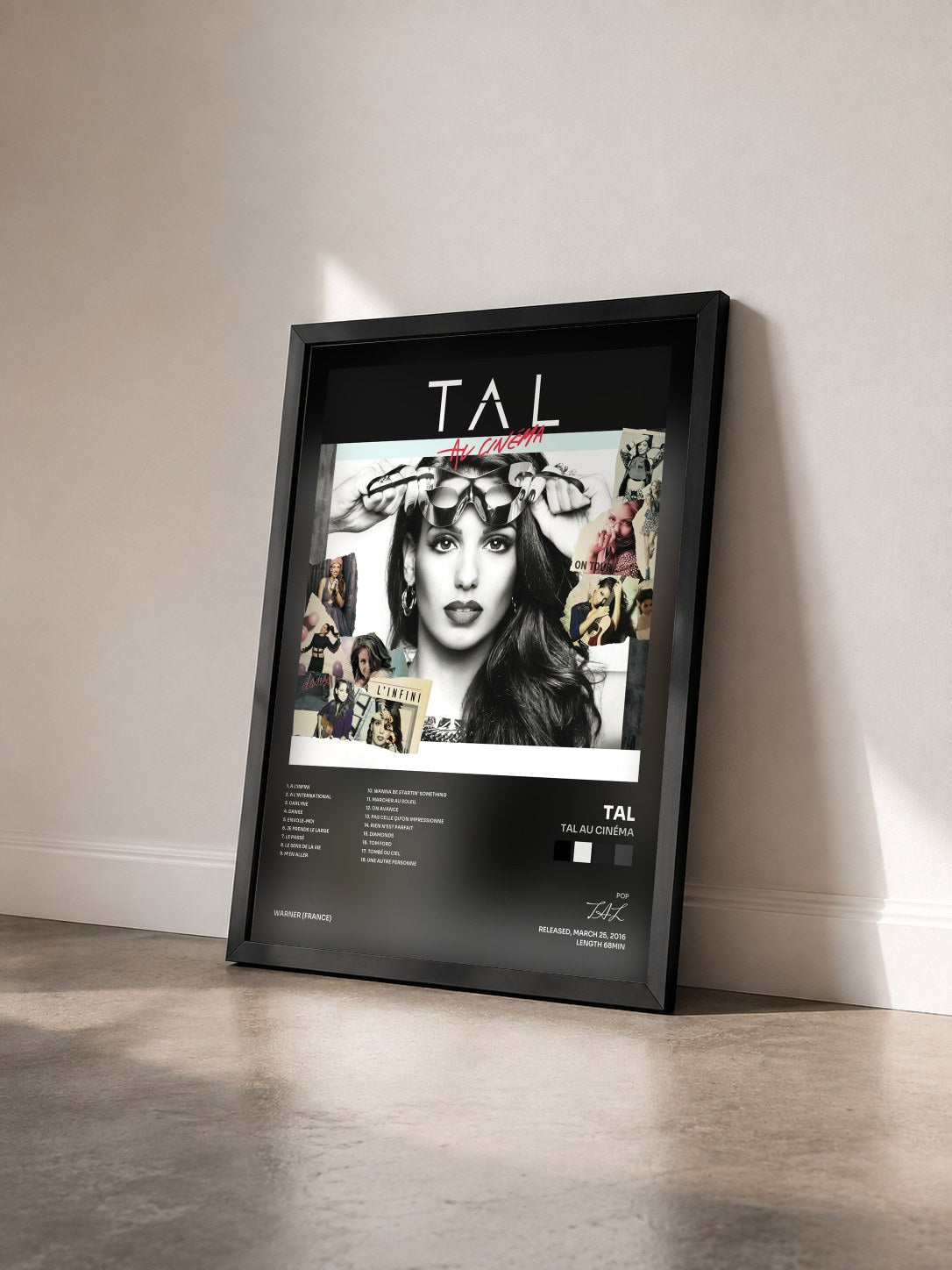 #noir Tal au cinéma by TAL as a framed art print seen at an angle, black frame