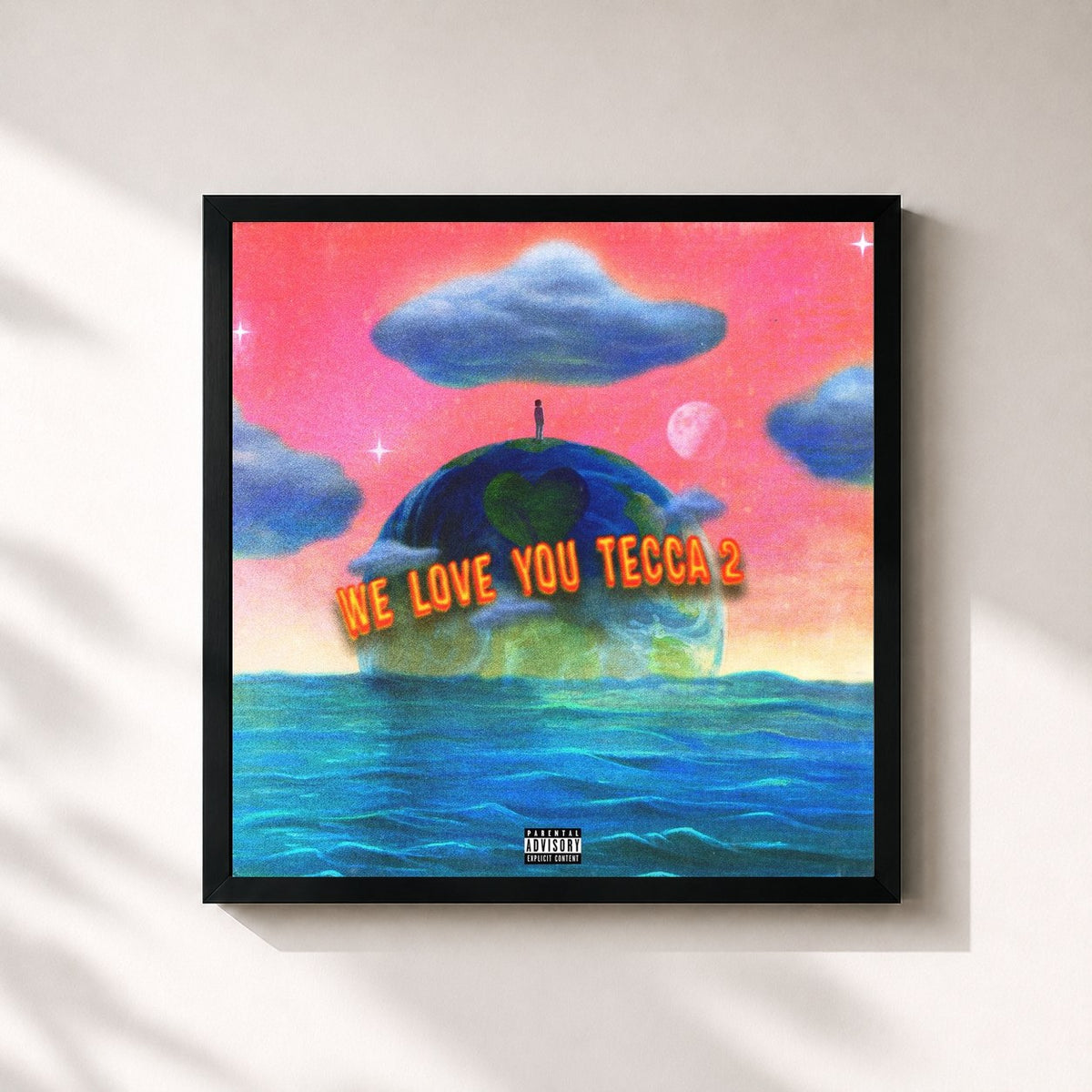 #noir Tableau carré de l'album We Love You Tecca 2 de Lil Tecca, cadre noir 32x32 cm