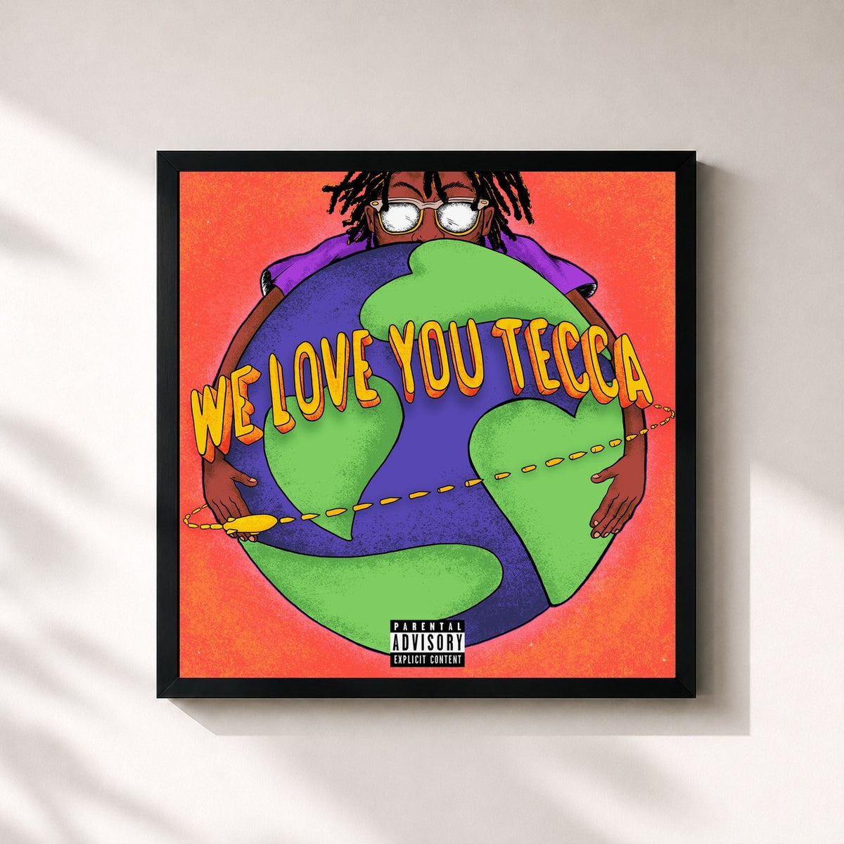 #noir Tableau carré de l'album We Love You Tecca de Lil Tecca, cadre noir 32x32 cm