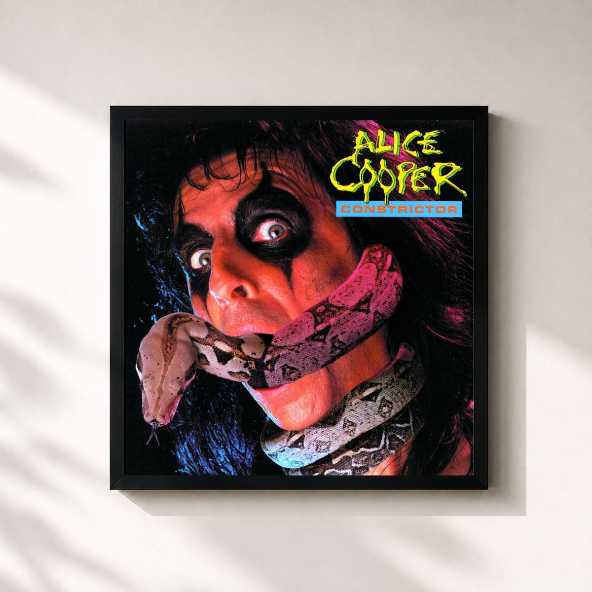 #noir Constrictor di Alice Cooper in stampa quadrata incorniciata, cornice nera 32x32 cm