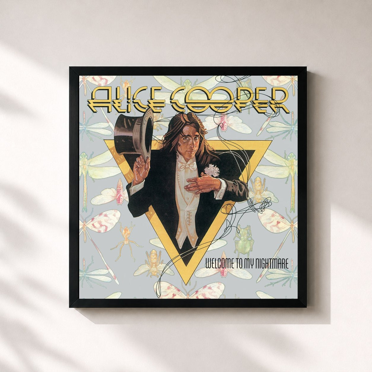 #noir Welcome to My Nightmare di Alice Cooper in stampa quadrata incorniciata, cornice nera 32x32 cm