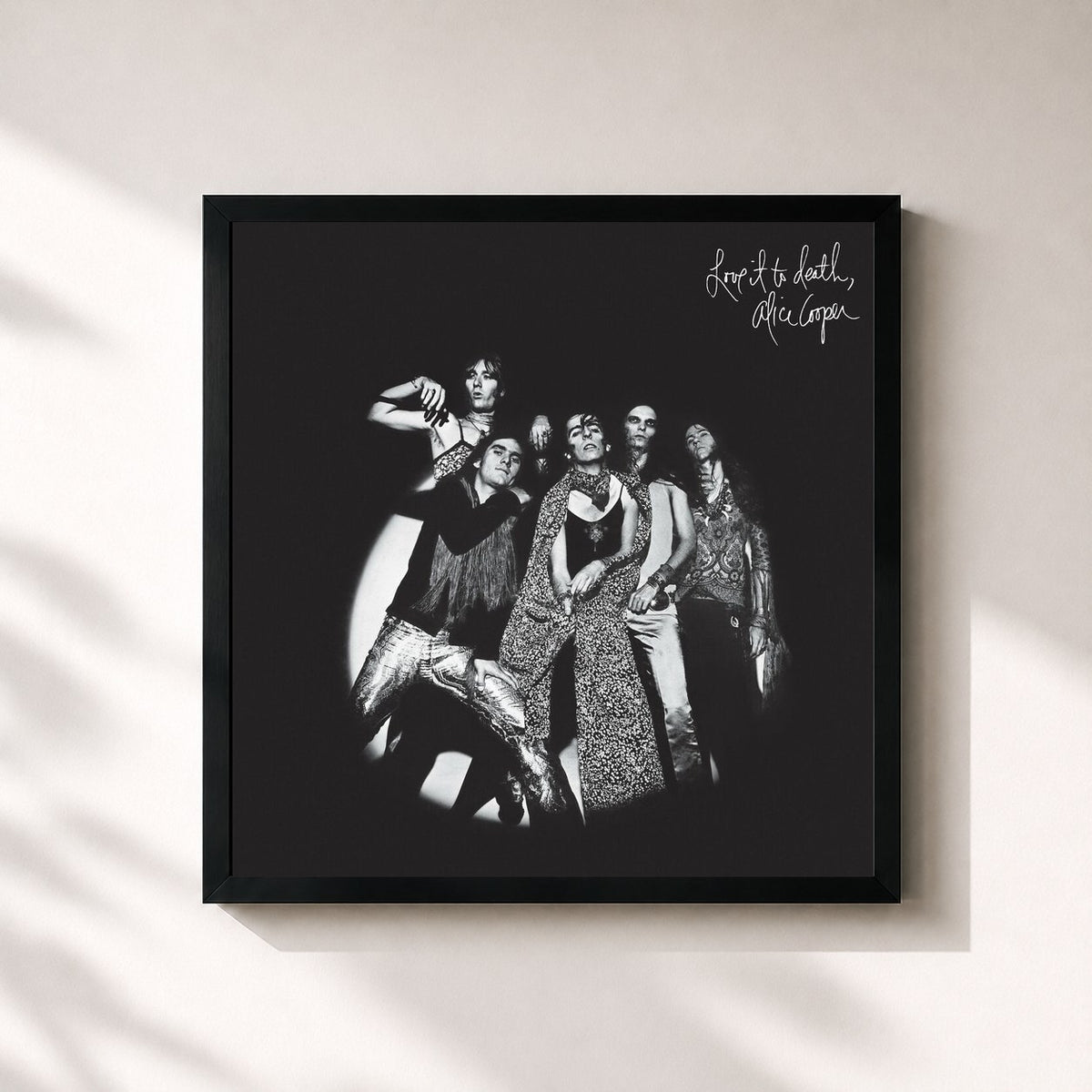 #noir Love It to Death di Alice Cooper in stampa quadrata incorniciata, cornice nera 32x32 cm