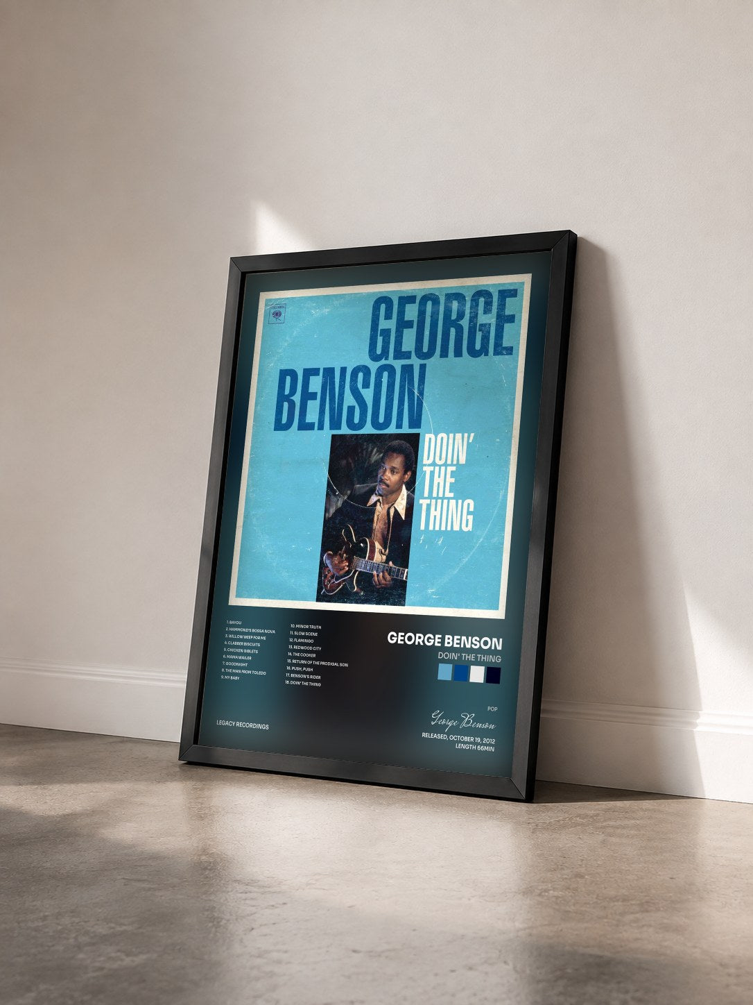 #noir Tableau de l'album Doin' The Thing de George Benson vu de trois quarts, cadre noir