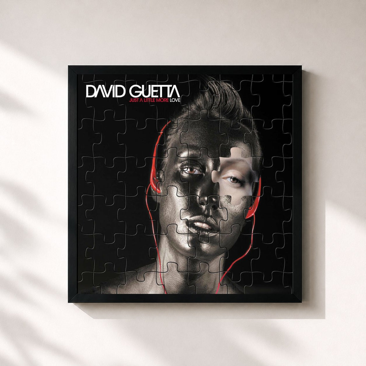 #noir Tableau carré de l'album Just a Little More Love de David Guetta, cadre noir 32x32 cm