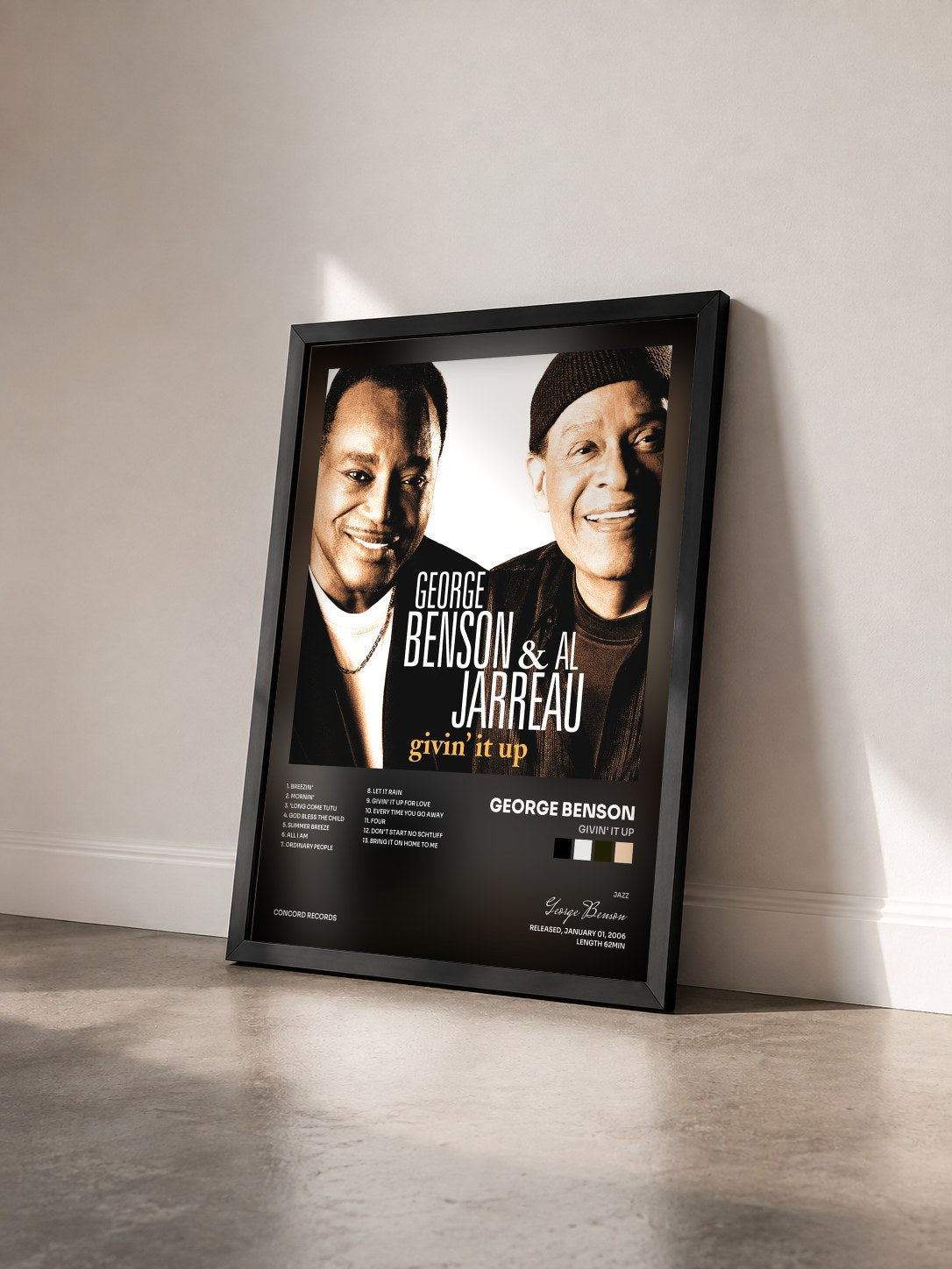#noir Tableau de l'album Givin' It Up de George Benson vu de trois quarts, cadre noir