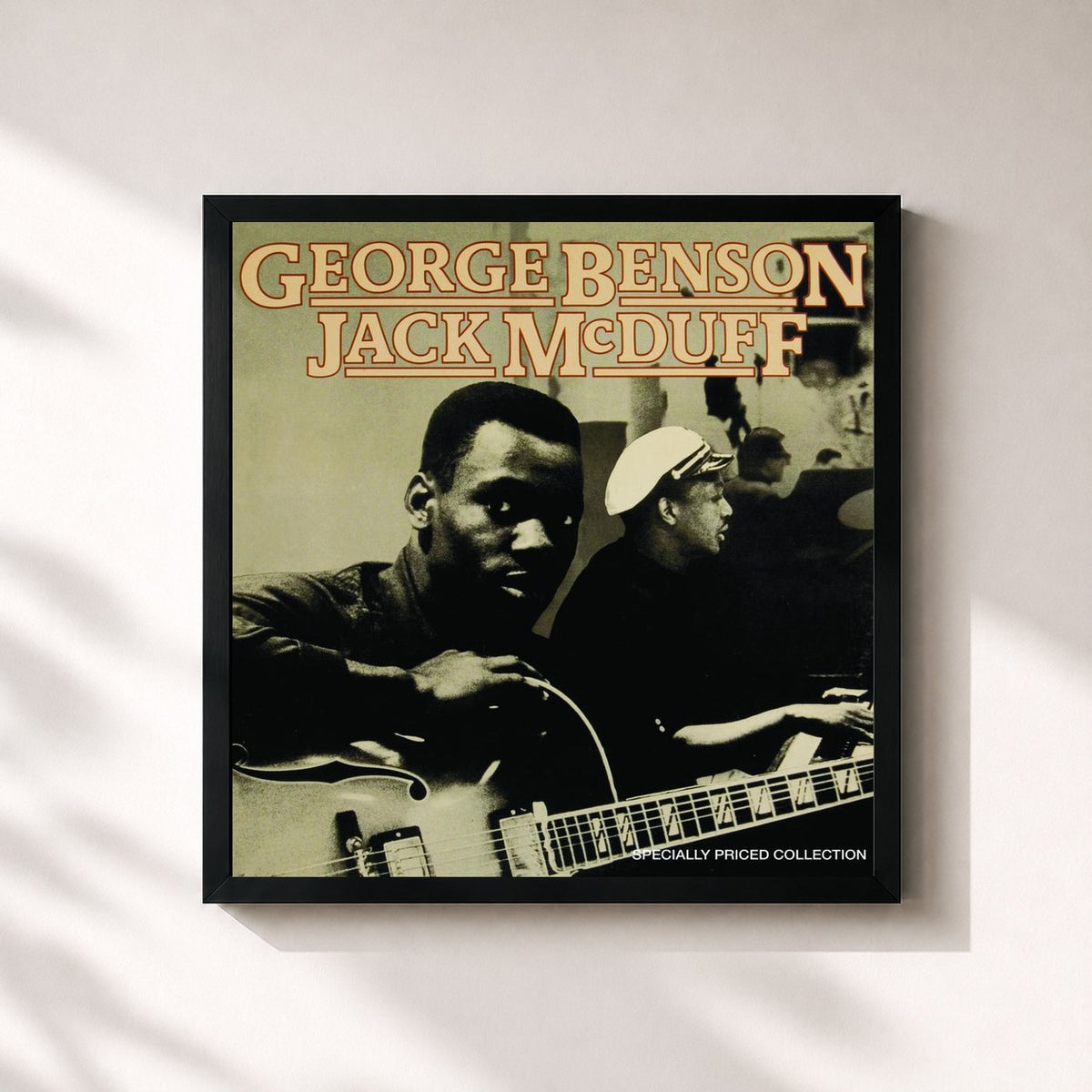 #noir Tableau carré de l'album George Benson & Jack McDuff [2-fer] de George Benson, cadre noir 32x32 cm