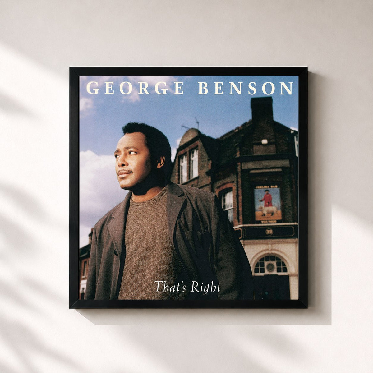 #noir Tableau carré de l'album That's Right de George Benson, cadre noir 32x32 cm
