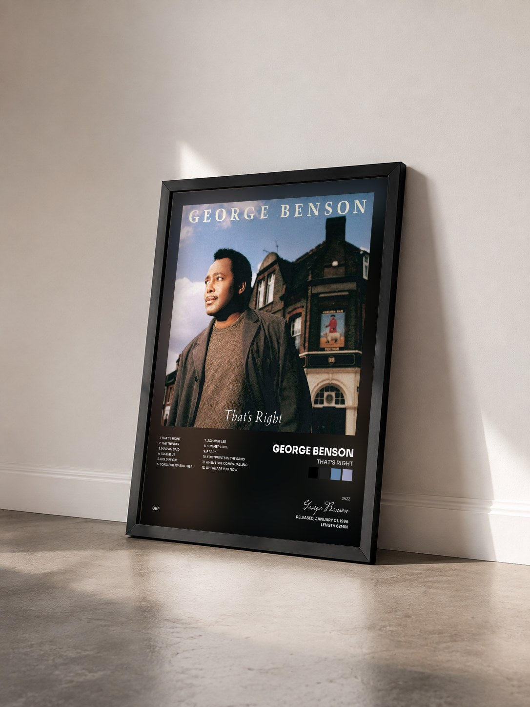 #noir Tableau de l'album That's Right de George Benson vu de trois quarts, cadre noir