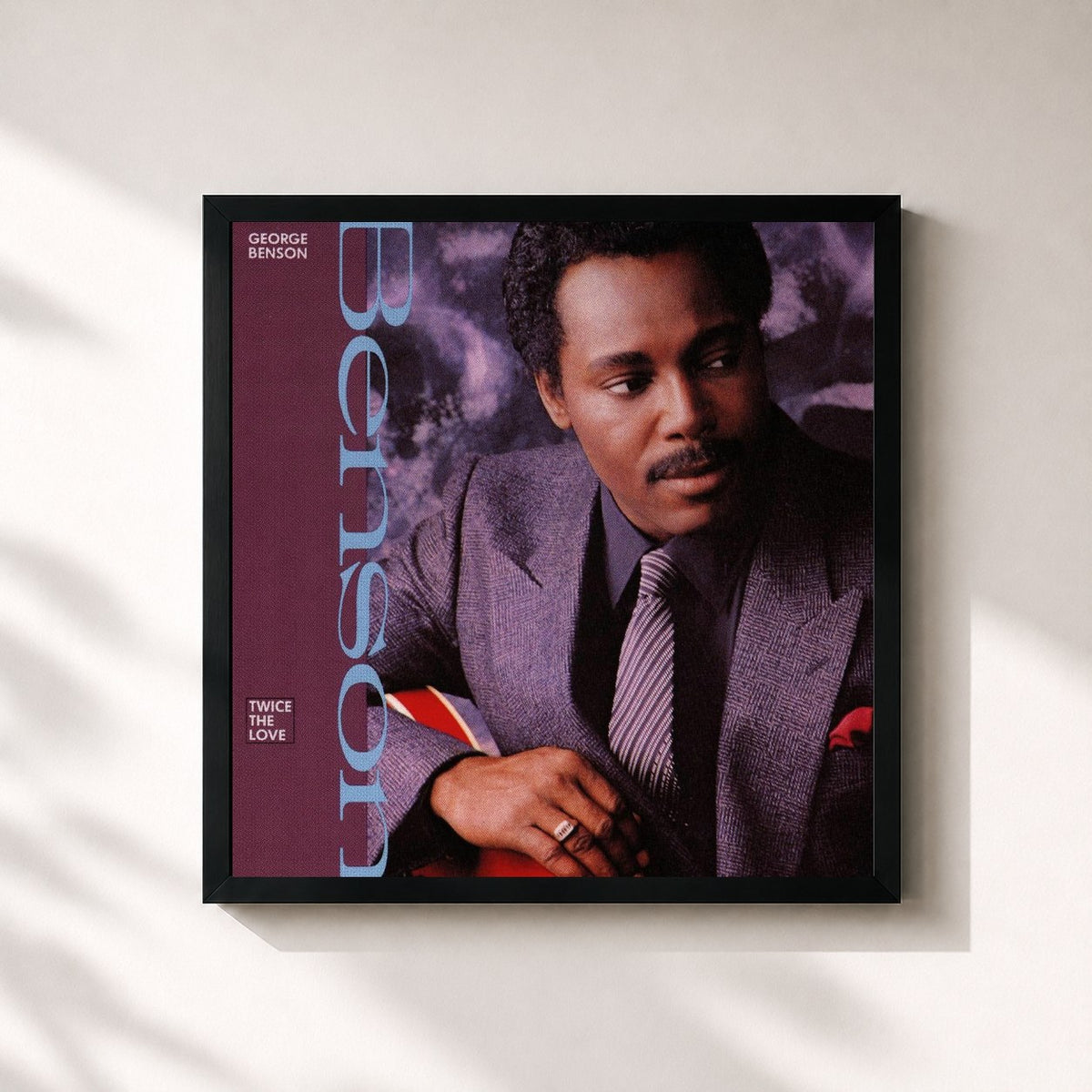 #noir Twice the Love by George Benson as a square framed art print, black 32x32 cm frame