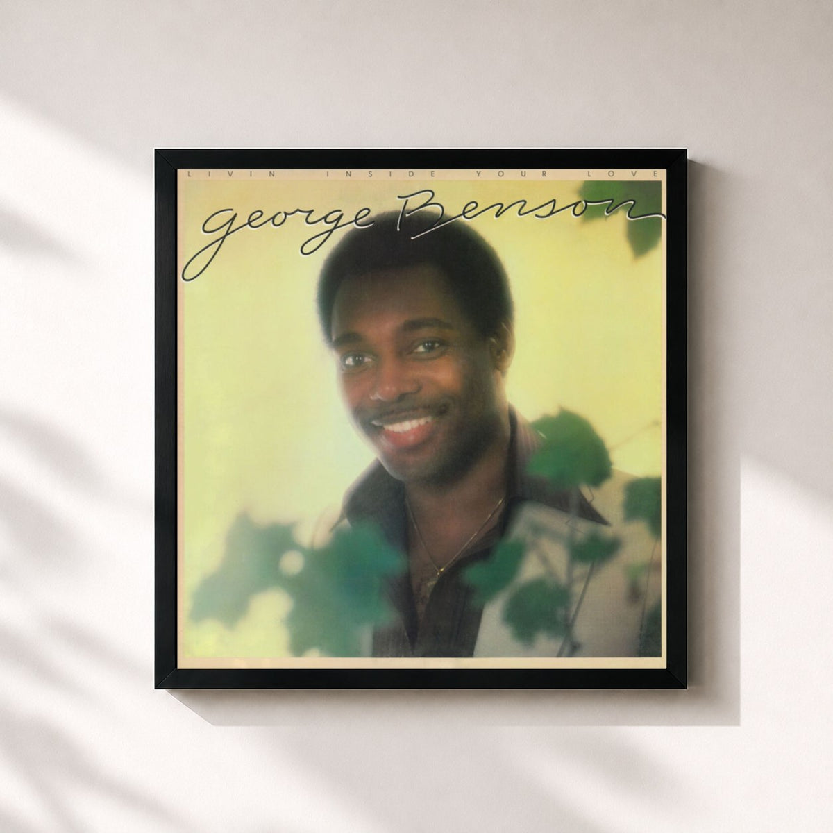 #noir Livin' Inside Your Love by George Benson as a square framed art print, black 32x32 cm frame