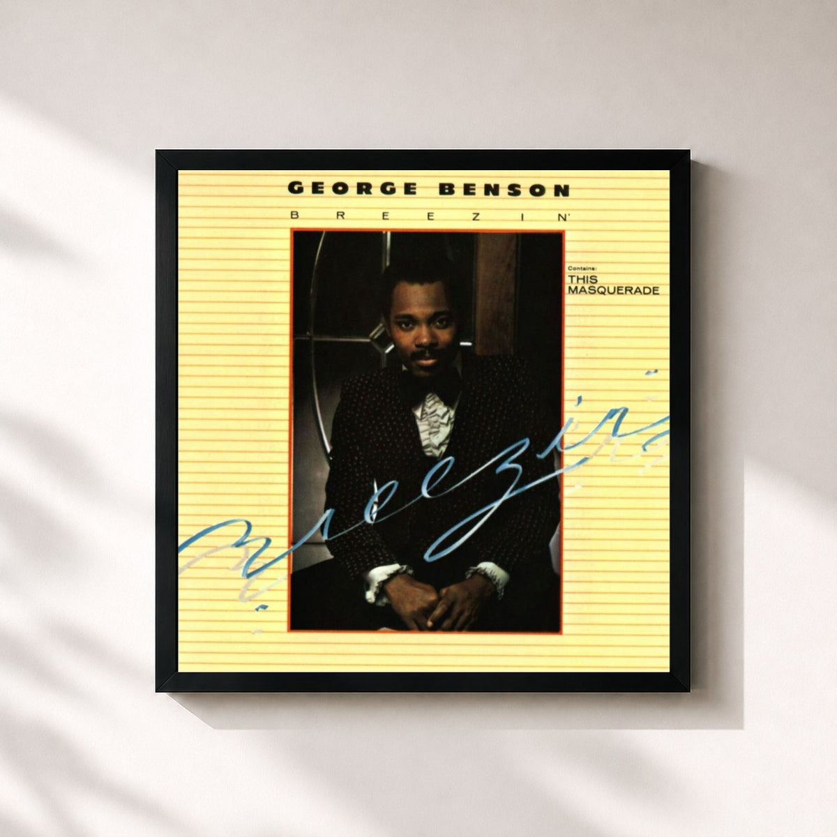 #noir Tableau carré de l'album Breezin' (Expanded) de George Benson, cadre noir 32x32 cm