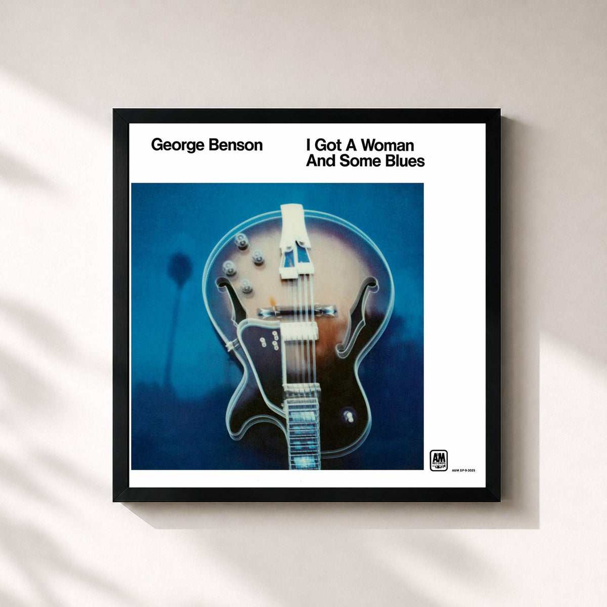 #noir Tableau carré de l'album I Got A Woman And Some Blues de George Benson, cadre noir 32x32 cm