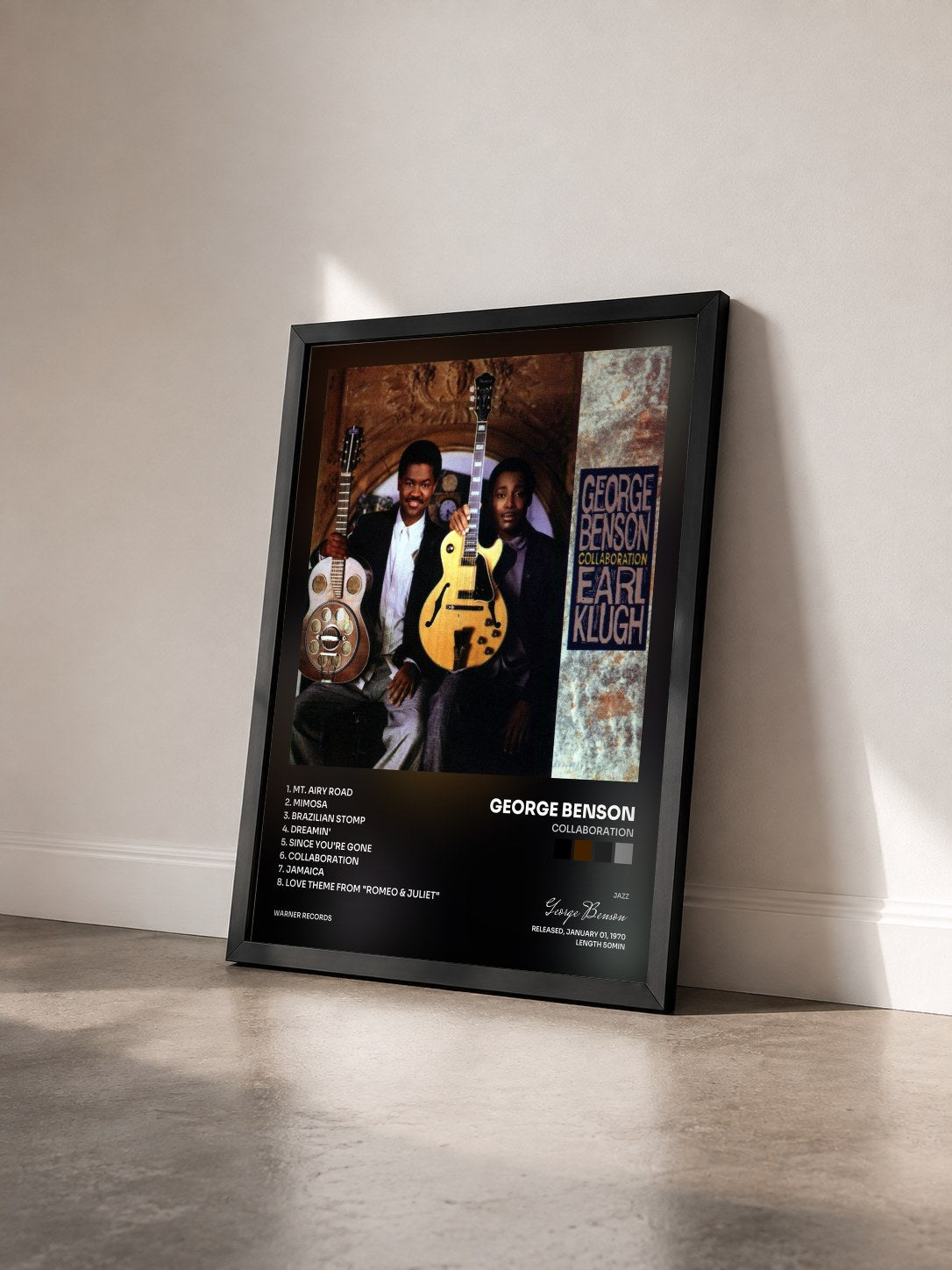 #noir Collaboration by George Benson as a framed art print seen at an angle, black frame