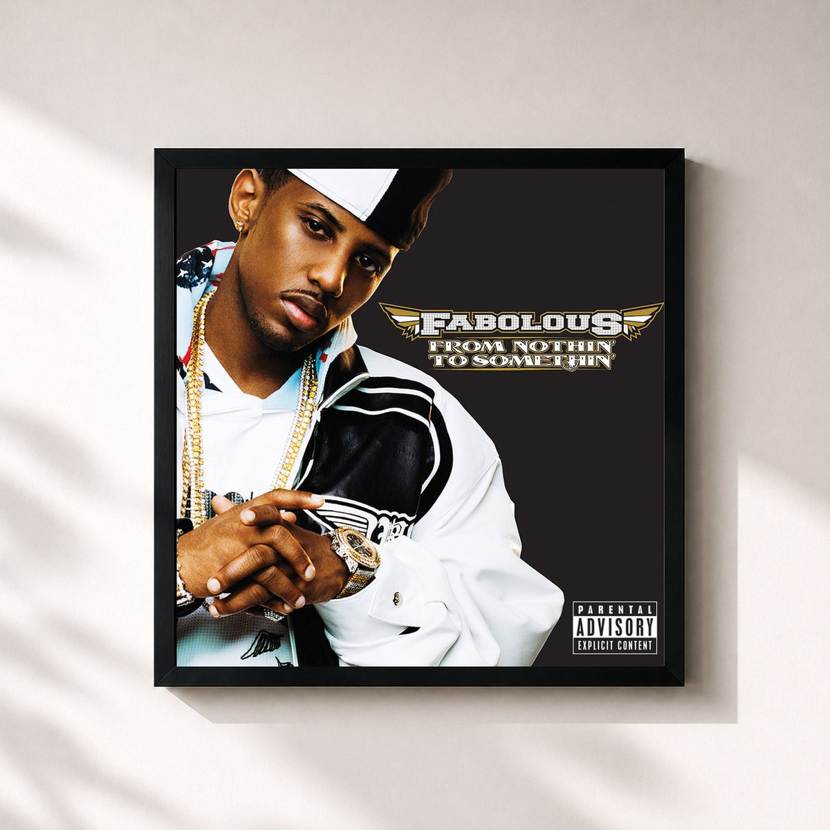 #noir Tableau carré de l'album From Nothin' To Somethin' (Bonus Track Version) de Fabolous, cadre noir 32x32 cm
