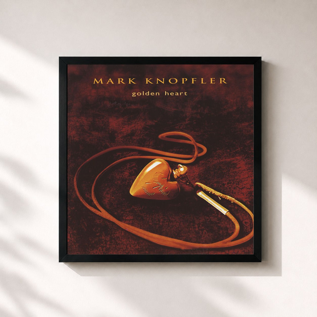 #noir Tableau carré de l'album Golden Heart de Mark Knopfler, cadre noir 32x32 cm