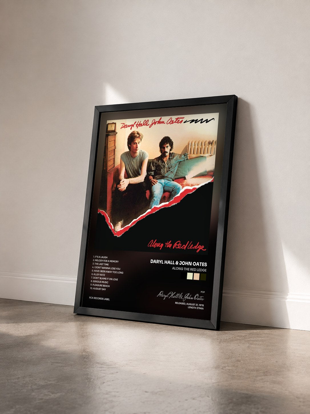 #noir Tableau de l'album Along The Red Ledge de Daryl Hall & John Oates vu de trois quarts, cadre noir