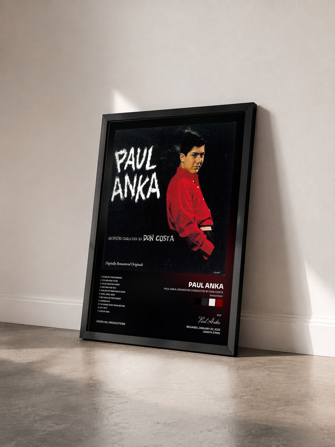 #noir Tableau de l'album Paul Anka: Orchestra Conducted by Don Costa (Remastered) de Paul Anka vu de trois quarts, cadre noir