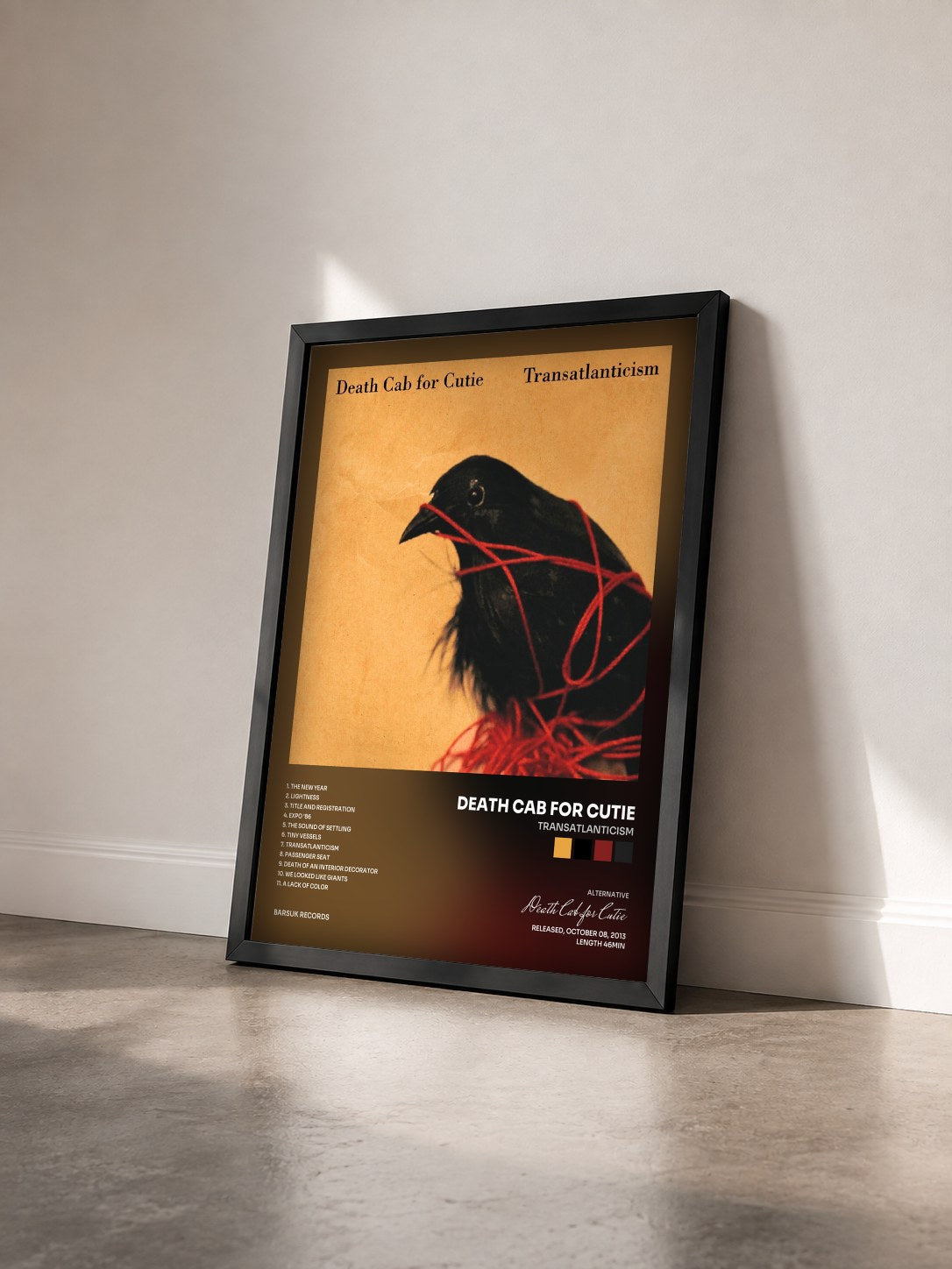 #noir Tableau de l'album Transatlanticism de Death Cab for Cutie vu de trois quarts, cadre noir