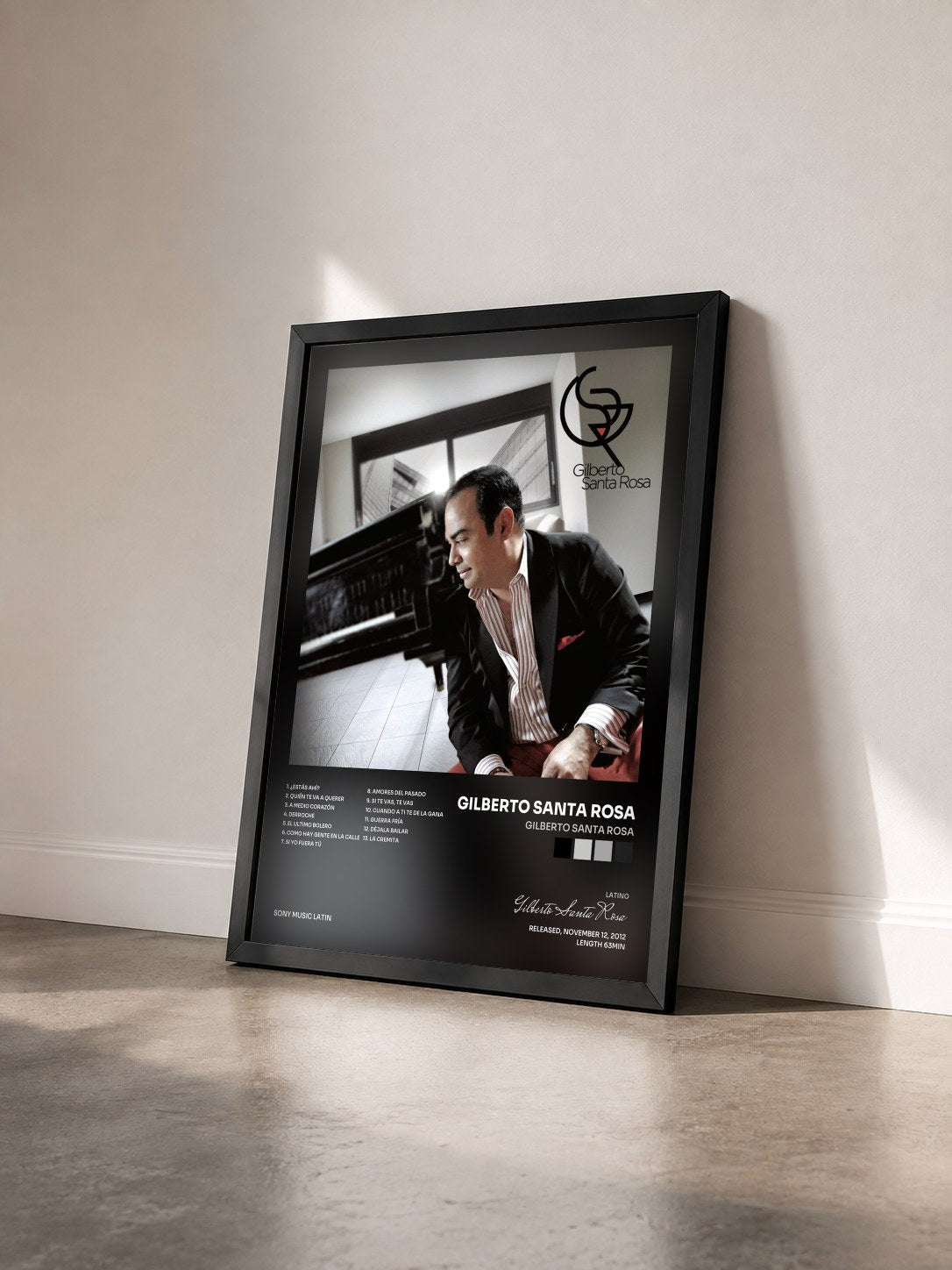 #noir Tableau de l'album Gilberto Santa Rosa de Gilberto Santa Rosa vu de trois quarts, cadre noir