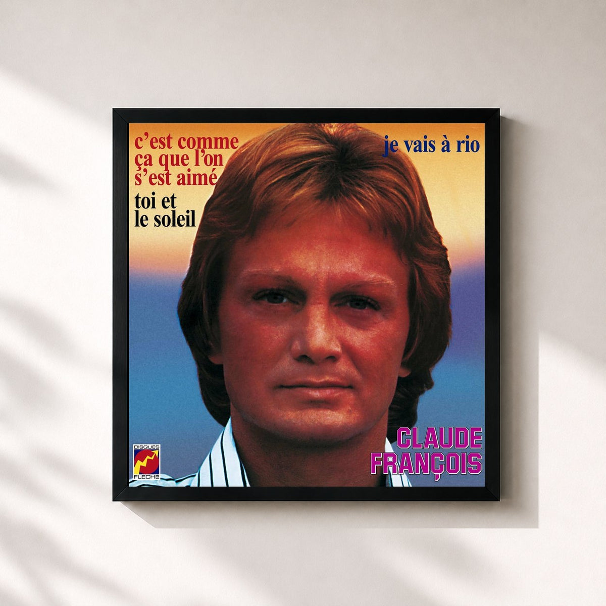 #noir Claude François von Claude François als quadratischer Kunstdruck, schwarzer Rahmen 32x32 cm