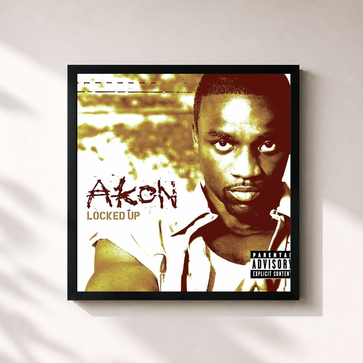 #noir Locked Up by Akon as a square framed art print, black 32x32 cm frame
