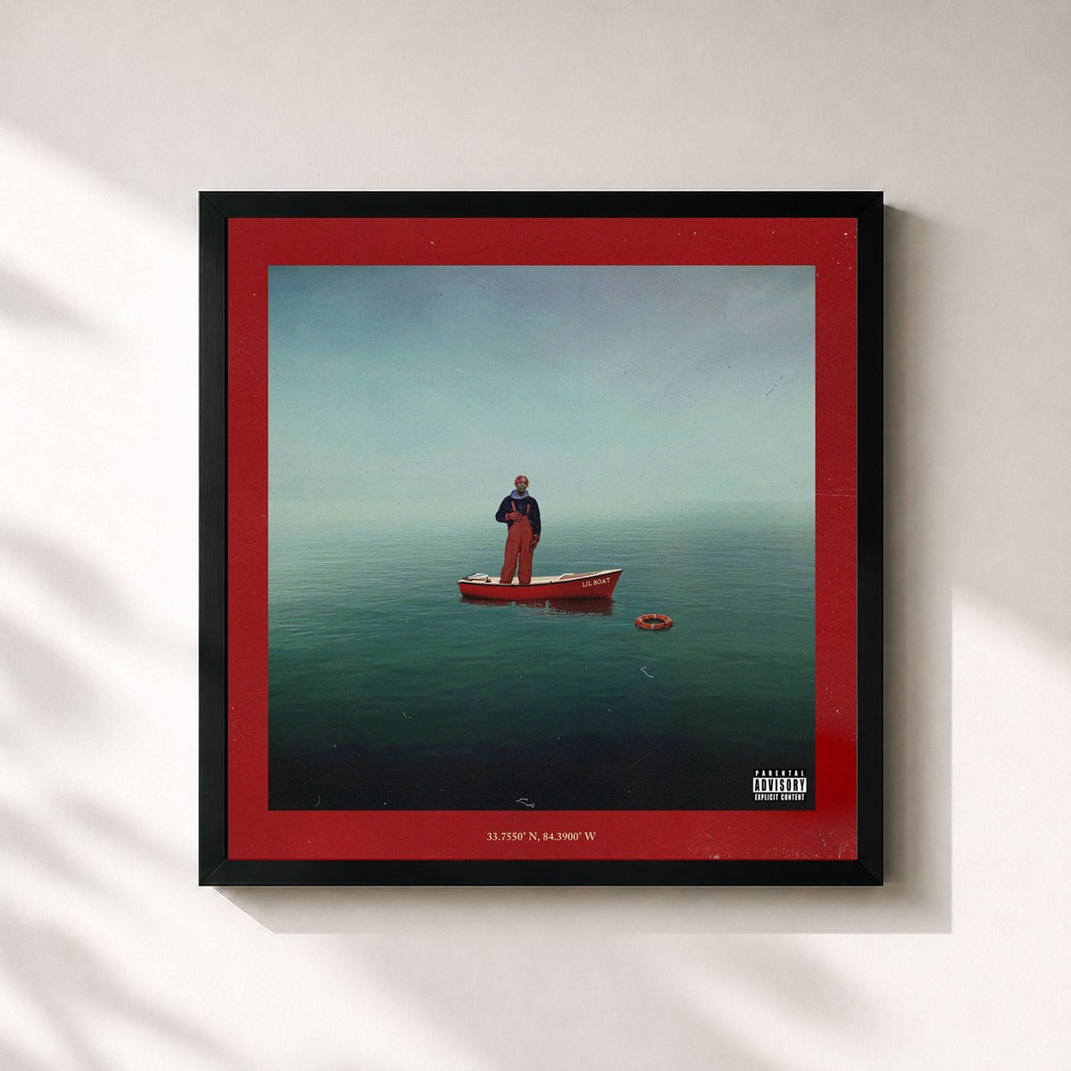 #noir Tableau carré de l'album Lil Boat de Lil Yachty, cadre noir 32x32 cm