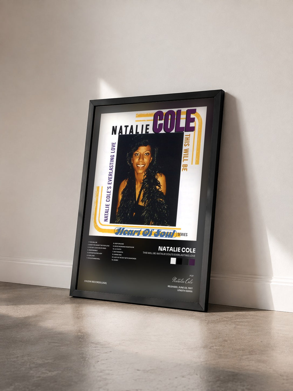 #noir Tableau de l'album This Will Be: Natalie Cole's Everlasting Love de Natalie Cole vu de trois quarts, cadre noir