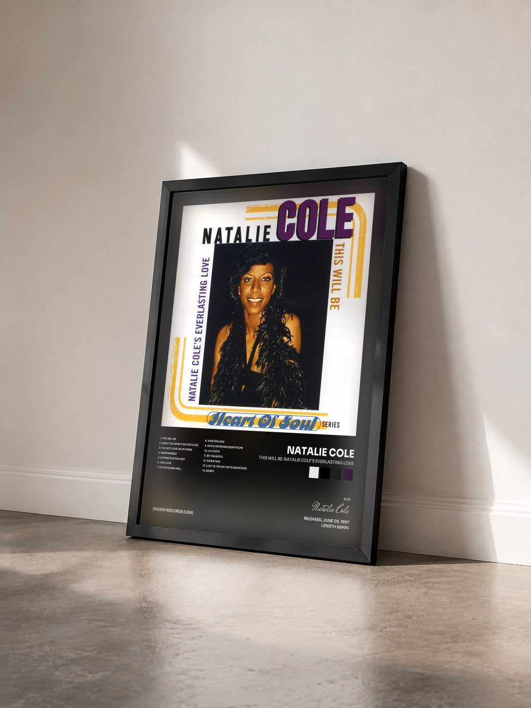 #noir Tableau de l'album This Will Be: Natalie Cole's Everlasting Love de Natalie Cole vu de trois quarts, cadre noir