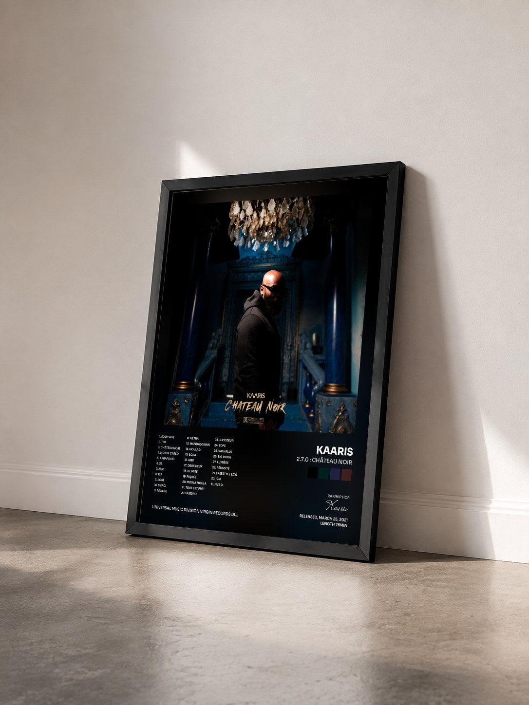 #noir Tableau de l'album 2.7.0 : Château Noir de Kaaris vu de trois quarts, cadre noir