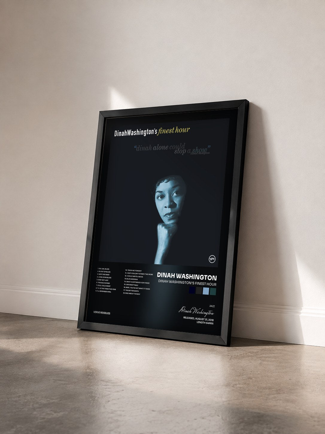 #noir Tableau de l'album Dinah Washington's Finest Hour de Dinah Washington vu de trois quarts, cadre noir