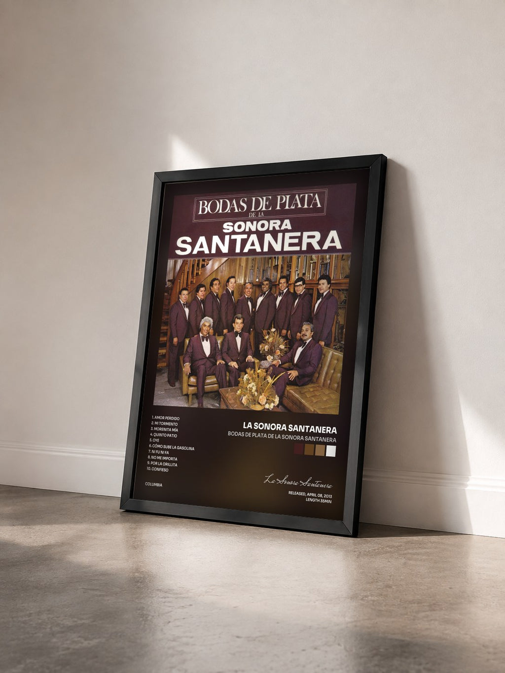#noir Tableau de l'album Bodas De Plata De La Sonora Santanera de La Sonora Santanera vu de trois quarts, cadre noir
