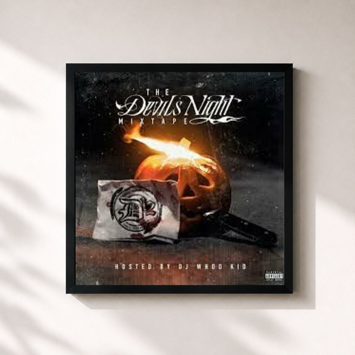 #noir Tableau carré de l'album The Devil's Night Mixtape de D12, cadre noir 32x32 cm