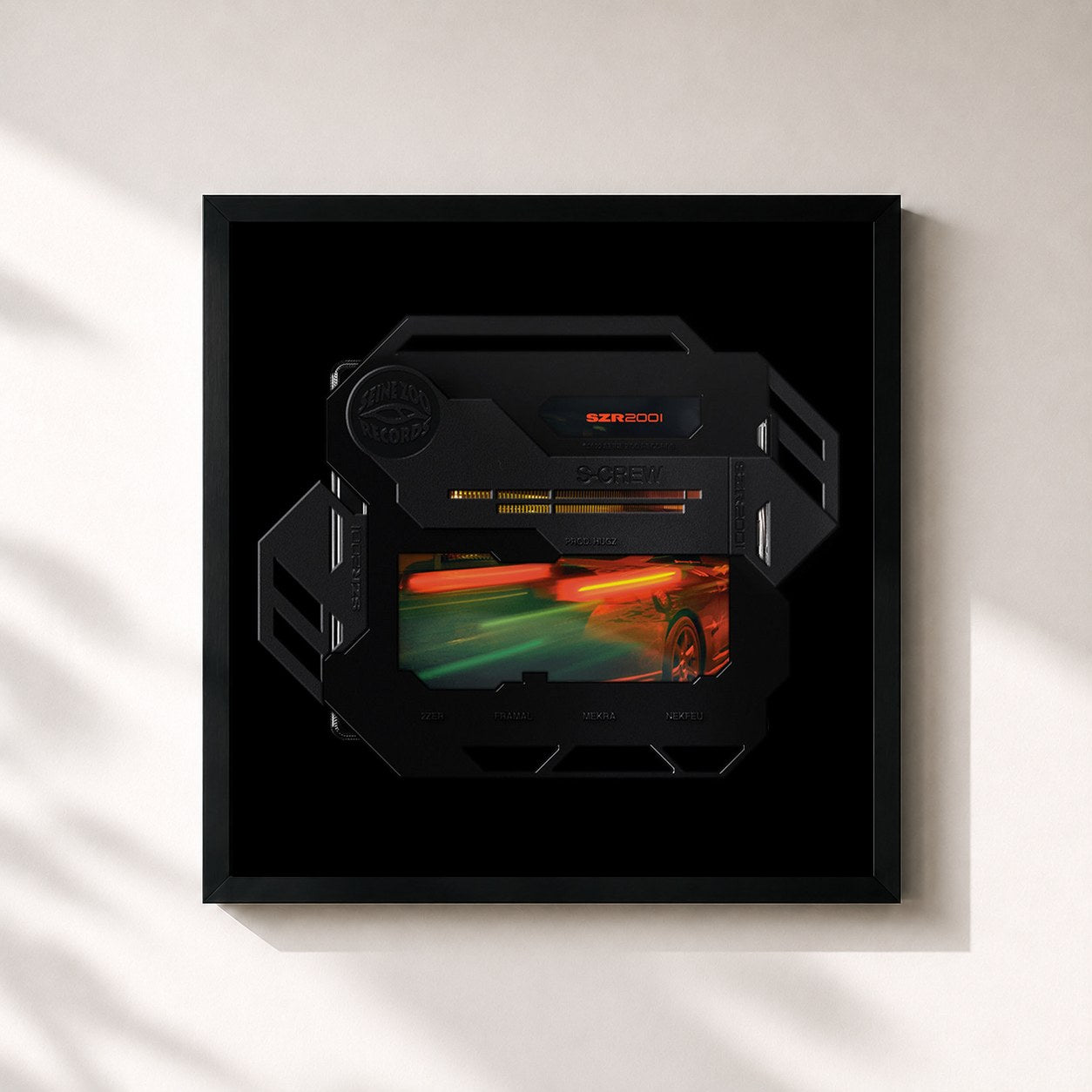 #noir SZR 2001 by S-Crew as a square framed art print, black 32x32 cm frame